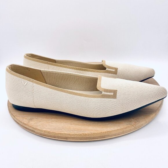 Vivaia Shoes Womens 11 42 Beige Mesh Manon Pointed Toe Ballet Flats Minimalist - Picture 7 of 12
